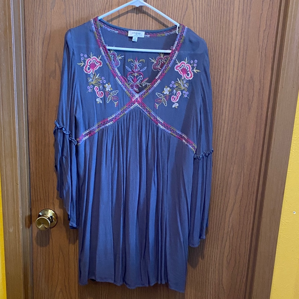 Umgee Charcoal Top with Embroidery